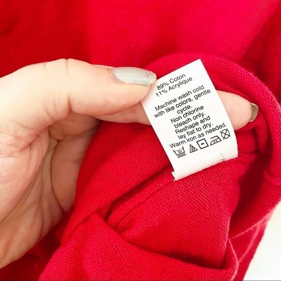 J. crew Red tie cold shoulders sweater cotton sz S - Picture 5 of 7